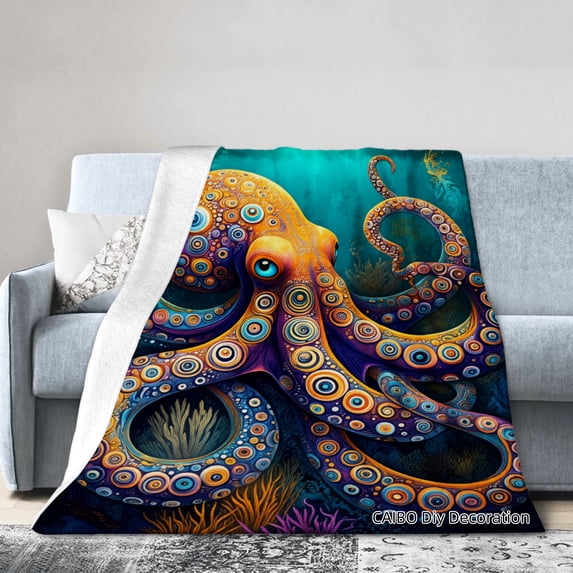 Joocar Octopus Art Fleece Blanket For Winter Gift Home Sofa Bed Decoration 60x80 inch
