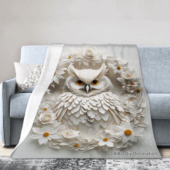 Joocar Owl Floral Fleece Blanket For Winter Gift Home Sofa Bed Decoration 50x60 inch