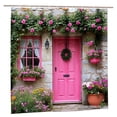 thumbnail image 1 of Joocar Pink Cottage Door With Roses And Flowers Polyester Shower Curtain For Home Bathroom Bath Tub Decoration 72x72 Inch, 1 of 5