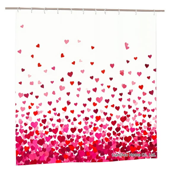 Joocar Polyester Shower Curtain Hearts Pattern Romantic Valentine Design For Home Bathroom Bath Tub Decoration 72x72 Inch