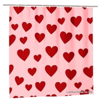 Joocar Polyester Shower Curtain With Red Hearts Pattern For Home Bathroom Bath Tub Decoration 72x72 Inch