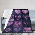 thumbnail image 1 of Joocar Purple Heart Floral Flannel Blanket For Winter Gift Home Sofa Bed Decoration 50x60 inch, 1 of 5