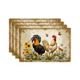 thumbnail image 1 of Joocar Rooster And Flowers Farmhouse Design Linen Table Mats Set Of 4 For Home Kitchen Table Decor 12x18 inch, 1 of 5