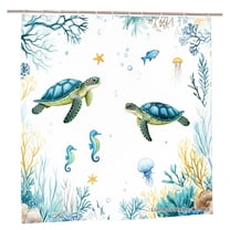 Joocar Sea Turtle And Ocean Life Polyester Shower Curtain For Home Bathroom Bath Tub Decoration 72x72 Inch