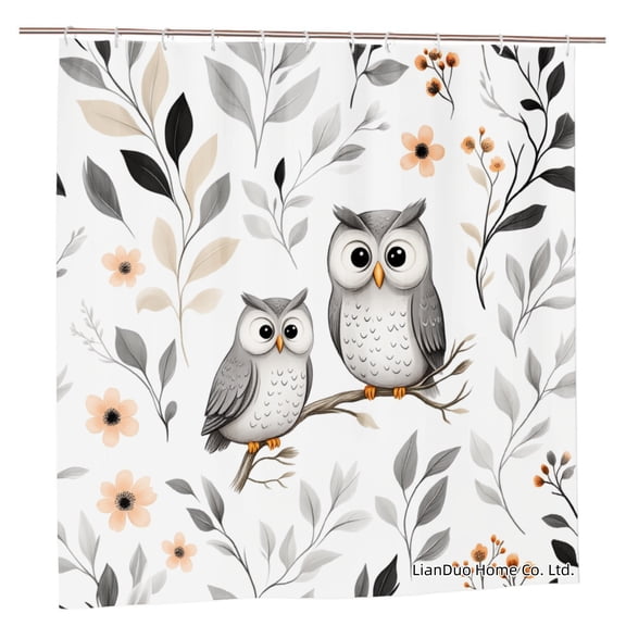 Joocar Shower Curtain Set Owls Flowers Leaves Branches Nature Polyester Shower Curtains for Bathroom 72x72 inch