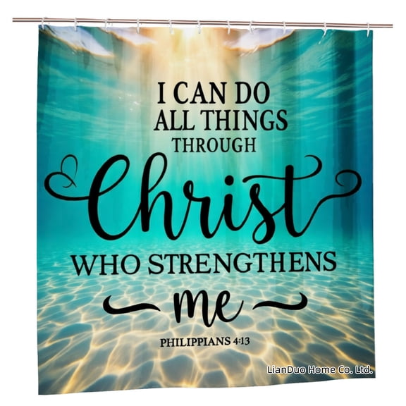 Joocar Shower Curtain Set Underwater Light Christ Scripture Pattern Polyester Shower Curtains for Bathroom 72x72 inch