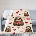 thumbnail image 1 of Joocar Sloth With Hearts Flannel Throw Blanket For Winter Gift Home Sofa Bed Decoration 50x60 inch, 1 of 5