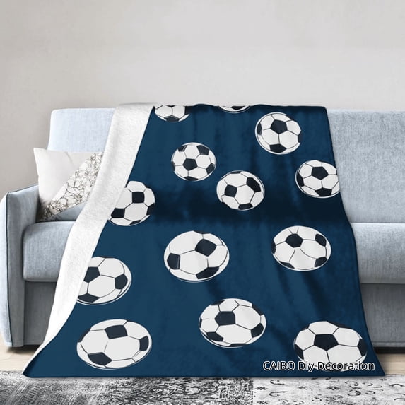 Joocar Soccer Ball Pattern Fleece Blanket For Winter Gift Home Sofa Bed Decoration 50x60 inch
