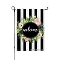 thumbnail image 1 of Joocar Spring Garden Flag Black And White Stripes With Flowers Linen Summer Garden Flags for Outside 12x18 inch, 1 of 5