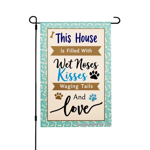 Joocar Spring Garden Flag Bone Pattern Background With Paw Prints Linen Summer Garden Flags for Outside 12x18 inch