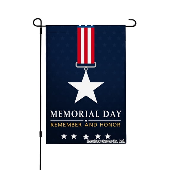 Joocar Spring Garden Flag Memorial Day Medal Star Flag Linen Summer Garden Flags for Outside 12x18 inch