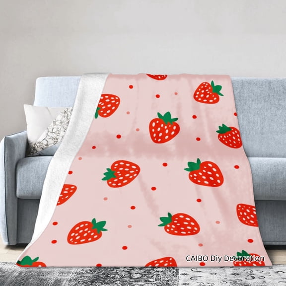 Joocar Strawberry Pattern Flannel Throw Blanket For Winter Gift Home Sofa Bed Decoration 40x50 inch