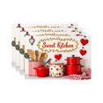 thumbnail image 1 of Joocar Sweet Kitchen Red Heart Cherry Pattern Linen Table Mats Set Of 4 For Home Kitchen Table Decor 12x18 inch, 1 of 5