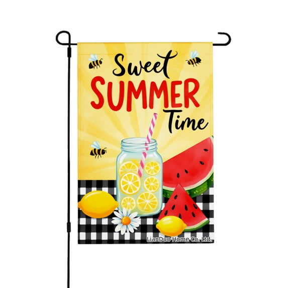 Joocar Sweet Summer Time Garden Flag With Lemonade Watermelon And Bees For Home Outdoor Garden Yard Door Decor 12x18 inch