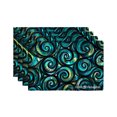 thumbnail image 1 of Joocar Swirl Pattern Teal And Gold Abstract Design Linen Table Mats Set Of 4 For Home Kitchen Table Decor 12x18 inch, 1 of 5