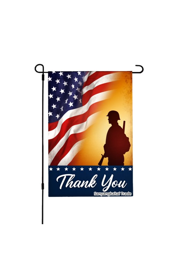 Thank You Soldier American Flag Garden Flag For Spring Summer Home Outdoor Garden Yard Door Decor 12x18 Inch