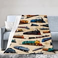 thumbnail image 1 of Joocar Train Pattern Fleece Throw Blanket For Winter Gift Home Sofa Bed Decoration 40x50 inch, 1 of 5