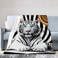 thumbnail image 1 of Joocar White Tiger Print Flannel Blanket For Winter Gift Home Sofa Bed Decoration 50x60 inch, 1 of 5