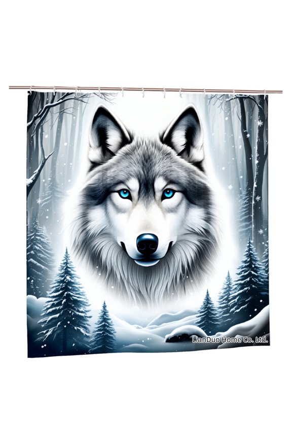 Wolf In Winter Forest Polyester Shower Curtain For Home Bathroom Bath Tub Decoration 72x72 Inch