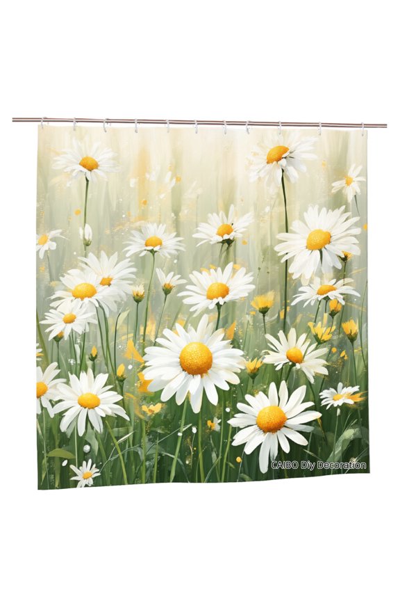 Joocen Daisy Flower Polyester Shower Curtain For Home Bathroom Bath Tub Decoration 72x72 inch
