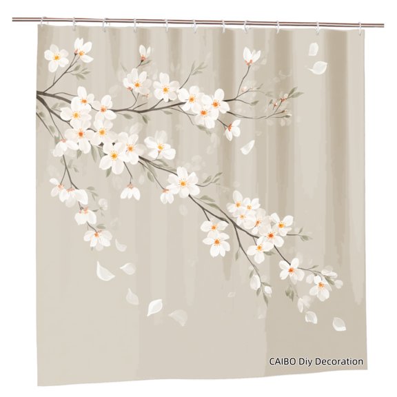 Joocen Polyester Shower Curtain Cherry Blossom Floral Design For Home Bathroom Bath Tub Decoration 72x72 inch
