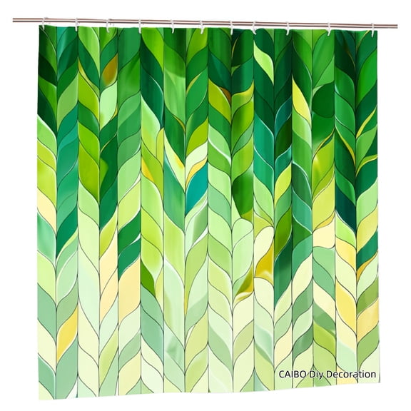Joocen Polyester Shower Curtain Green Leaf Pattern For Home Bathroom Bath Tub Decoration 72x72 inch