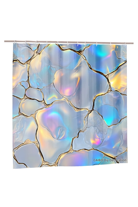 Joocen Polyester Shower Curtain Iridescent Gold Vein Pattern For Home Bathroom Bath Tub Decoration 72x72 inch