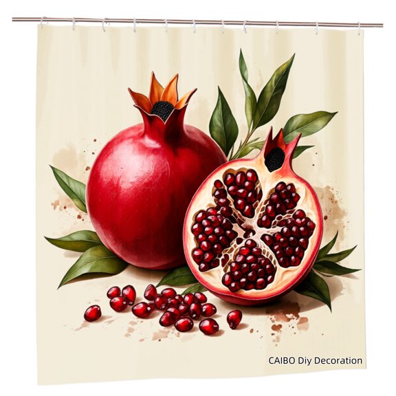 Joocen Polyester Shower Curtain Pomegranate Fruit Design For Home Bathroom Bath Tub Decoration 72x72 inch