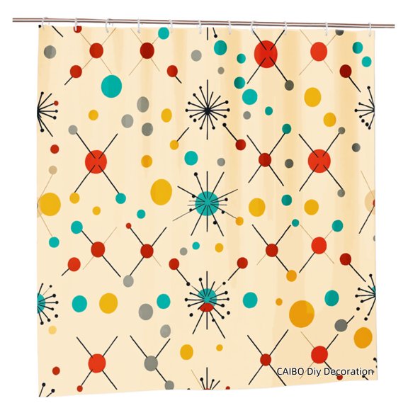Joocen Polyester Shower Curtain With Colorful Atomic Pattern For Home Bathroom Bath Tub Decoration 72x72 inch