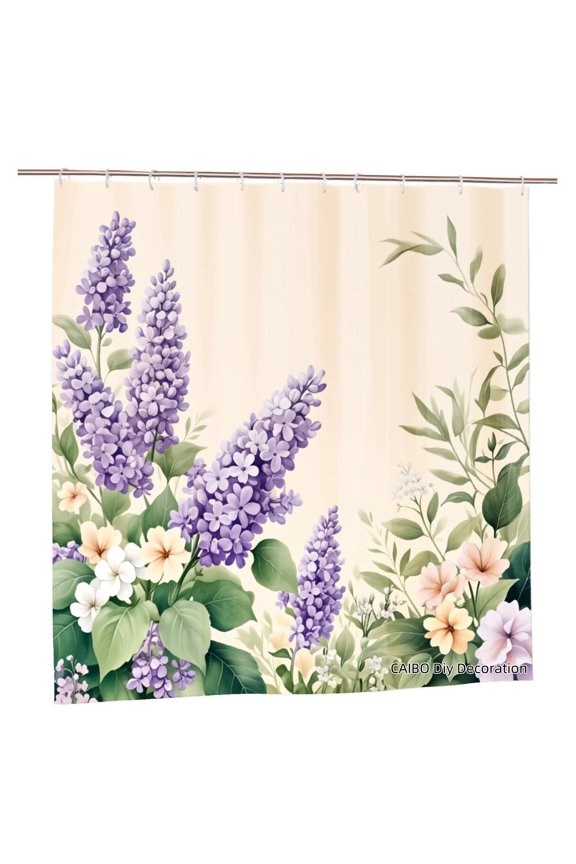 Joocen Polyester Shower Curtain With Purple Lilac And Floral Design For Home Bathroom Bath Tub Decoration 72x72 inch