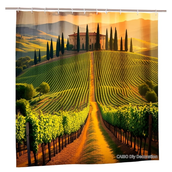 Joocen Polyester Shower Curtain With Tuscan Vineyard Scene For Home Bathroom Bath Tub Decoration 72x72 inch
