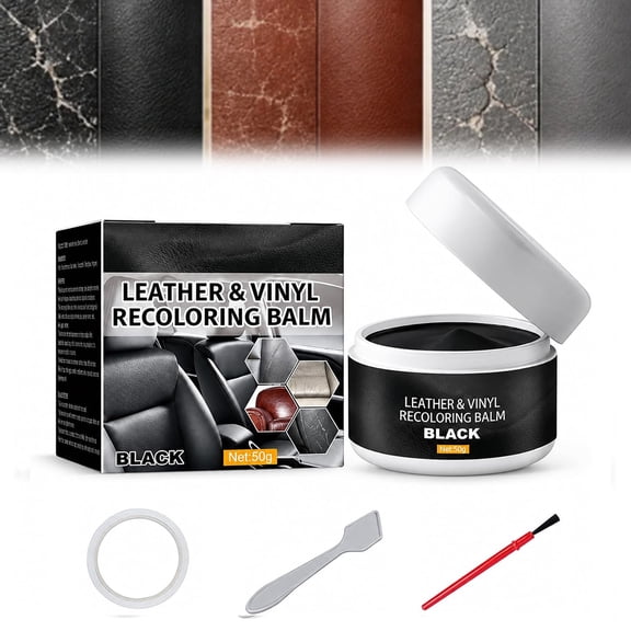 Jooeymu Leather Repair Balm, Leather & Vinyl Repair Balm for Couches, Car Seats, Sofas, Shoes and Handbags, Scratch and Scuff Repair with 4 Color Options (Black, 1PC)
