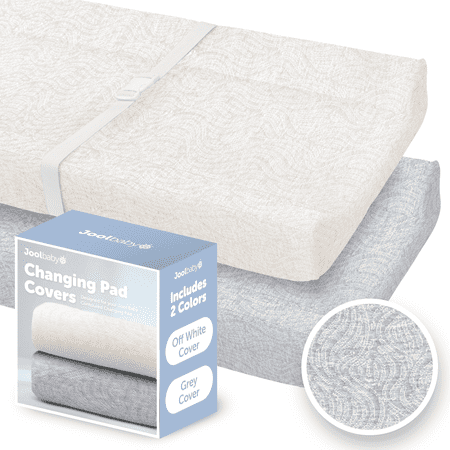 Jool Baby Changing Pad Covers, Soft and Comfortable Changing Table Pad Cover, Off-White/Gray, 2 Pack