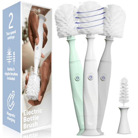 Jool Baby Electric Bottle Brush Cleaner – Faster & Easier Bottle Washing, Ergonomic, Rechargeable, Suction Cup Base (Mint)