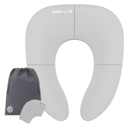 Jool Baby Folding Travel Potty Training Seat for Toddlers, Fits Round & Oval Toilets, Non-Slip Suction Cups, Includes Free Travel Bag (Gray)