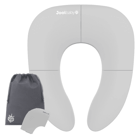 Jool Baby Folding Travel Potty Training Seat for Toddlers, Fits Round & Oval Toilets, Non-Slip Suction Cups, Includes Free Travel Bag (Gray)