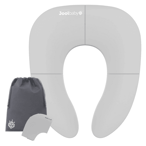 Jool Baby Folding Travel Potty Training Seat for Toddlers, Fits Round & Oval Toilets, Non-Slip Suction Cups, Includes Free Travel Bag (Gray)
