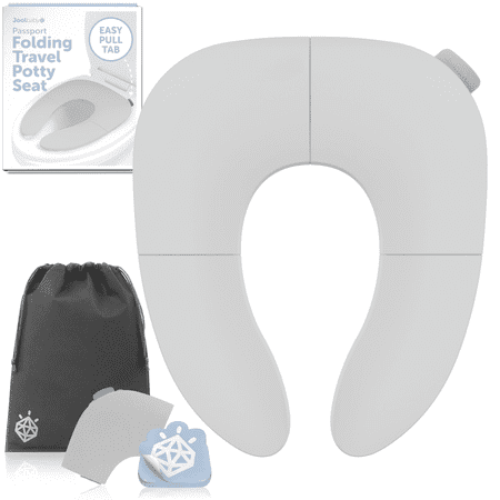 Jool Baby Folding Travel Potty Training Seat for Toddlers, Fits Round & Oval Toilets, Non-Slip Suction Cups, Includes Free Travel Bag (Gray)