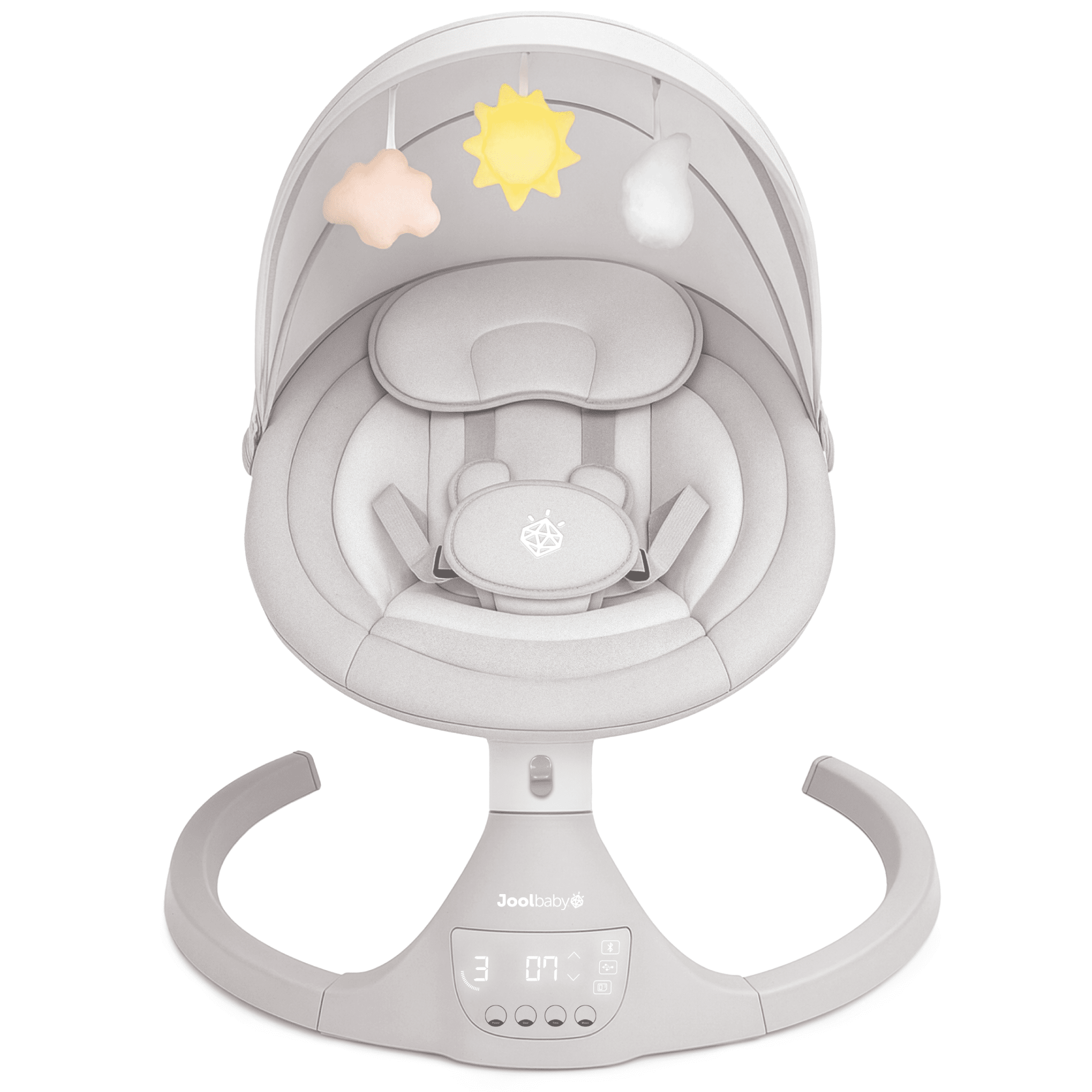 Jool Baby Nova Swing for Newborns - Electric Motorized Infant Swing, Bluetooth Music, 10 Preset Melodies, Remote (Updated Model, Stone)