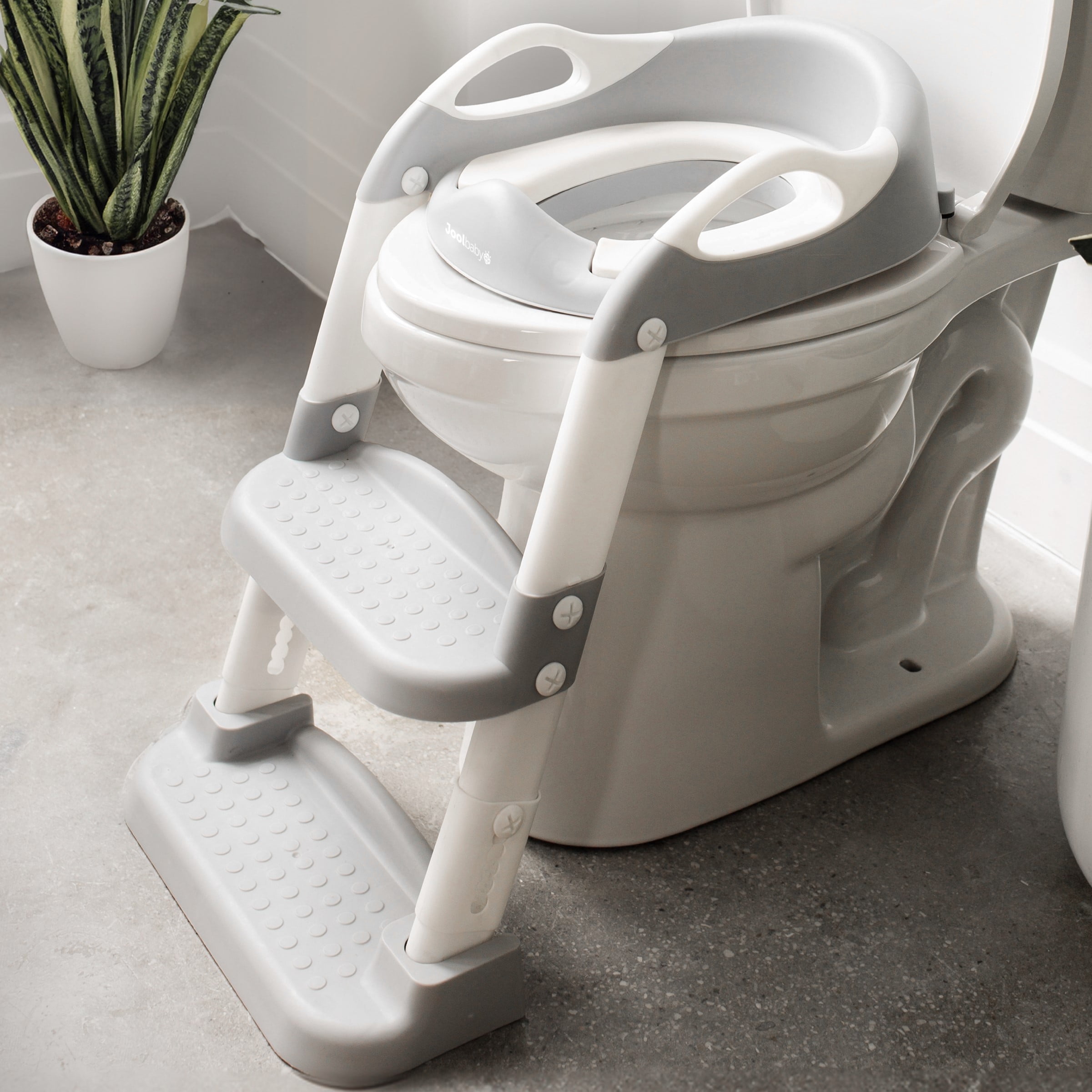Gray Adjustable Potty Training Seat with Step Ladder