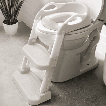 Jool Baby Potty Training Seat with 2 Step Ladder for Toddlers - Splash Guard, Adjustable Height (Oatmeal)