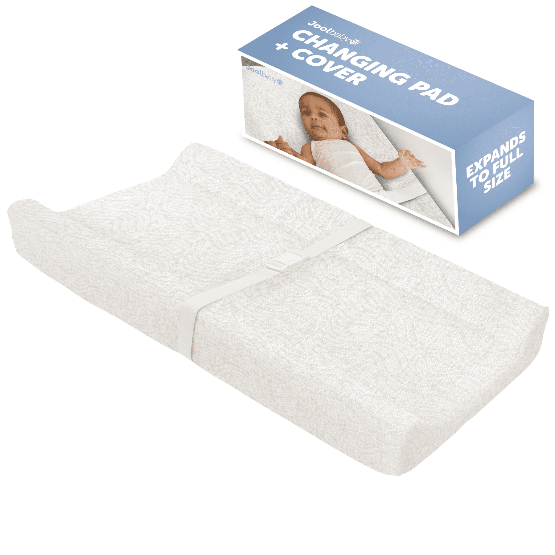 Jool Baby Soft Changing Pad + Washable Cover, Non-Slip - Fits Standard Changing Tables & Dressers (Wave Pattern, Off-White)