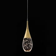 JoollySun 1 Light Crystal Pendant Light Modern LED Hanging Ceiling Light in Polished Gold