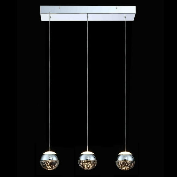 JoollySun 3 Lights Crystal Pendant Lighting Modern LED Ceiling Hanging Light in Polished Chrome