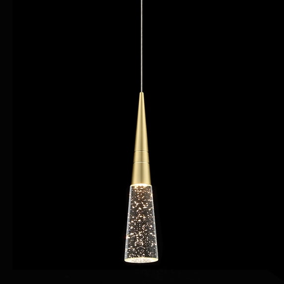JoollySun LED 1 Light Crystal Pendant Light Modern Single Ceiling Hanging Light in Brass Gold