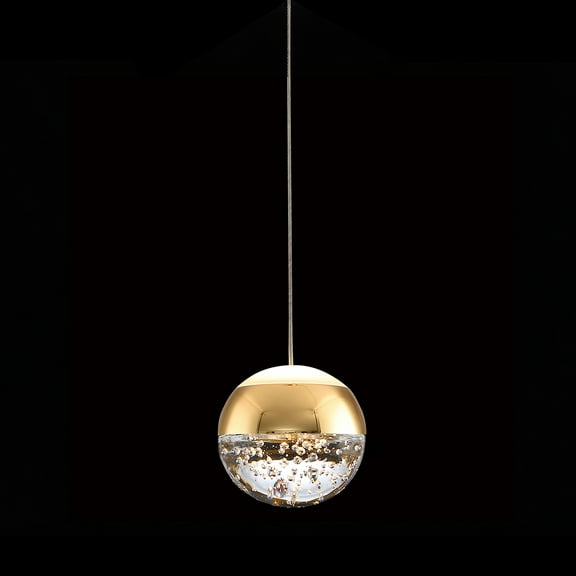 JoollySun Modern Crystal Pendant Light: Gold Mini Globe Ceiling Hanging Lights for Kitchen Island Bathroom