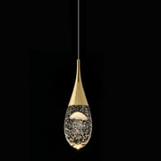 JoollySun Single Crystal Pendant Light 1-Light LED Mini Ceiling Hanging Light in Polished Gold