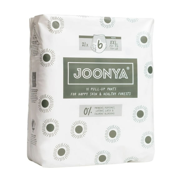 Joonya Pull-Up Pants Baby Diapers, Size 6 XXL (33+ lb) - 1 Bag of 21 - NonToxic, Eco-Friendly, Ultra Slim, Overnight Use - Made in Denmark