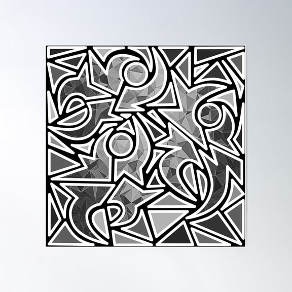Joopies ~ Black And White Dancing Fractals - Abstract Geometric Pattern Of Dancers By Amanda M Lucas Poster Wall Art, Modern Wall Decor For Living Room Bedroom, 24x24 UNFRAMED