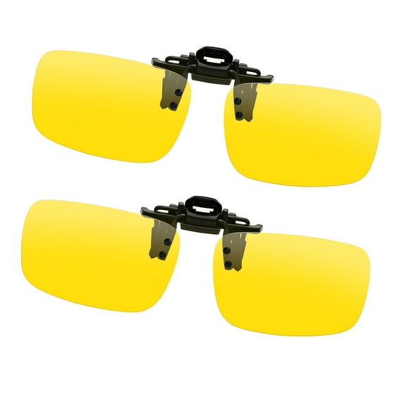 Joopin 2 Pair Clip-On Driving Glasses Rimless Flip Up Style Anti-Glare Night Vision Glasses for Driving(Yellow）